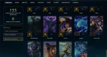 Platina 3 com 45 Champs e 7 Skins + 3 Vitoriosas