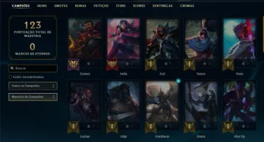 Platina 3 com 45 Champs e 7 Skins + 3 Vitoriosas