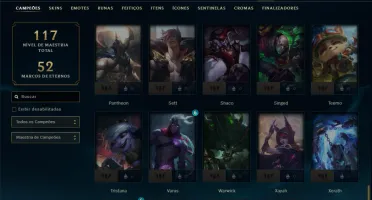 Mestre com 75 Champs e 10 Skins ( 70 PDL )