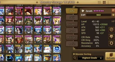 Summoners War Global com SatoruGoju Light SW e Zerath
