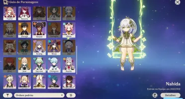 Raiden + arma assinatura + Zhongli + Nahida