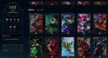 Conta League of Legends 111 Campeões, 105 Skins
