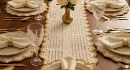 Kit mesa posta Branco e dourado