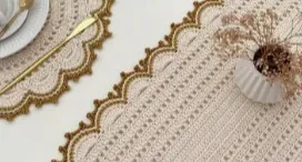 Kit mesa posta Branco e dourado