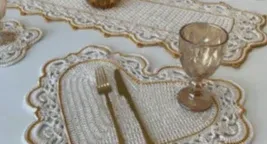 Kit mesa posta Branco e dourado