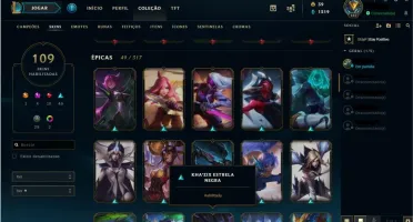 CONTA LOL - LEVEL 190, 110 SKINS (MUITAS RARAS).