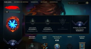 Conta League Of Legends + 150 skins MMR Diamond 1