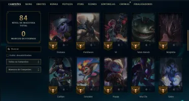 Ouro 2 com 55 Champs e 6 Skins