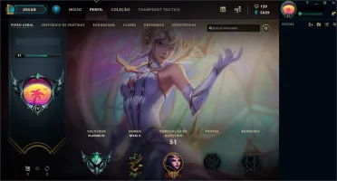 CONTA LOL PLATINA 4 - 49 CHAMPS - 11 SKINS LUX ELEMENT.