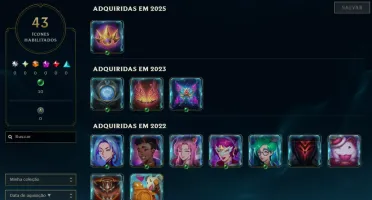 Prata, 4 Skins, Upada na Mão, Lol Lvl 35, 100% Segura
