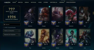 Unranked com TODOS os Champs e 287 Skins ( SUP / ADC / JG )