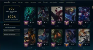 Unranked com TODOS os Champs e 287 Skins ( SUP / ADC / JG )