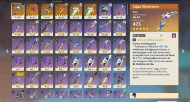 Conta de Genshin barata com armas e personagens T5 AR 52