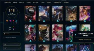 Conta ouro 4 com TODOS os champs e 148 Skins + 4 Vitoriosas