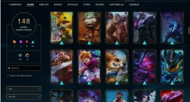 Conta ouro 4 com TODOS os champs e 148 Skins + 4 Vitoriosas