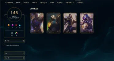 Conta ouro 4 com TODOS os champs e 148 Skins + 4 Vitoriosas