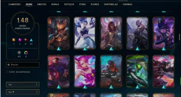 Conta ouro 4 com TODOS os champs e 148 Skins + 4 Vitoriosas