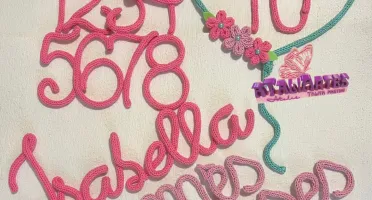 Kit Mêsversário Coração Florido + Nome em Tricotin