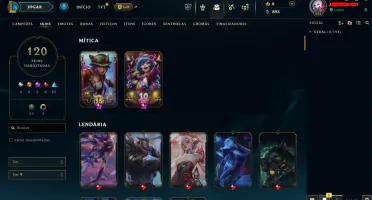 Conta LOL com 120 skins nivel 283 com todos dados