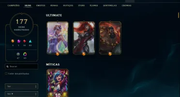 Conta Lol Gold + 177 Skins + Todos Campeões + Nivel 521
