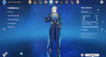 Neuvillete C4 + Qiqi + Mona + Tighnari + Lança de Jade