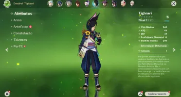 Neuvillete C4 + Qiqi + Mona + Tighnari + Lança de Jade