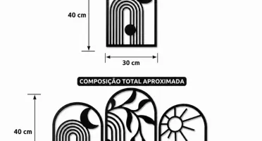 Kit 3 Quadros Natureza Minimalista em MDF 40 x 30 cm