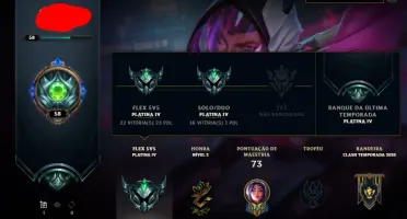 CONTA LEAGUE OF LEGENDS PLATINA NAS DUAS FILAS MMR ALTO 67%