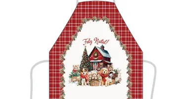 Avental de Cozinha 80x60cm - Animais e Enfeites de Natal
