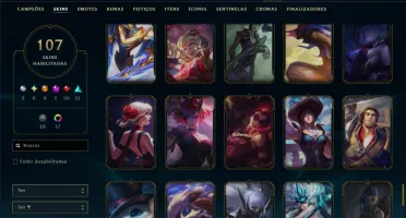 Unranked com 120 Champs e 107 Skins ( MID / JG / TOP )