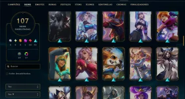 Unranked com 120 Champs e 107 Skins ( MID / JG / TOP )