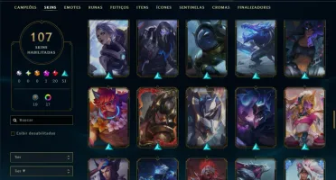 Unranked com 120 Champs e 107 Skins ( MID / JG / TOP )