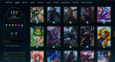 Unranked com 120 Champs e 107 Skins ( MID / JG / TOP )