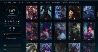 Unranked com 120 Champs e 107 Skins ( MID / JG / TOP )