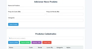 Script Gerenciador De Catálogo De Produtos E Estoque - HTML5