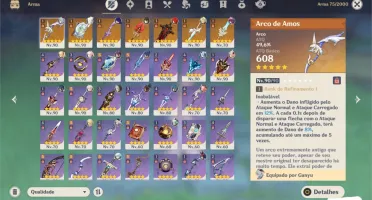 Acc Genshin Eula, Shogun, Zhong, Ganyu e mais c/ 7 Armas T5!