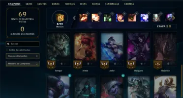 Unranked com 25 Champs e 6 Skins + 8 Fragmentos