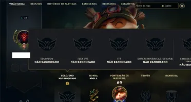 Unranked com 25 Champs e 6 Skins + 8 Fragmentos