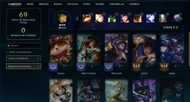 Unranked com 25 Champs e 6 Skins + 8 Fragmentos