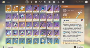 CONTA DE GENSHIN AR 56 7 PERSONAGENS 5 ESTRELAS