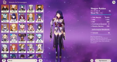 CONTA DE GENSHIN AR 56 7 PERSONAGENS 5 ESTRELAS