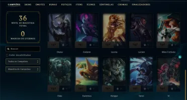 Unranked com 35 Champs e 8 Skins