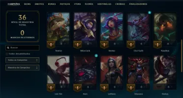 Unranked com 35 Champs e 8 Skins