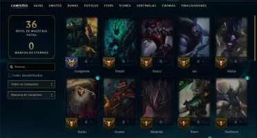 Unranked com 35 Champs e 8 Skins