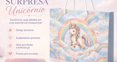 Kit 15 Sacolinhas Unicórnio Candy - Pegue e Monte