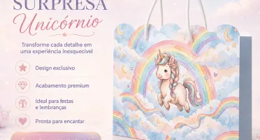 Kit 15 Sacolinhas Unicórnio Candy - Pegue e Monte