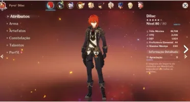 MELHOR CONTA 5* - DILUC, VENTI, KLEE, QIQI + TÚMULO DO LOBO