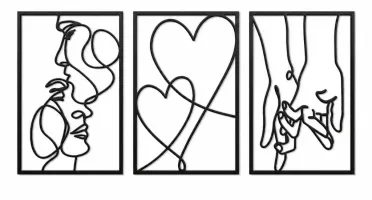 Kit 3 Quadros Casal Minimalista em MDF 40 x 28 cm