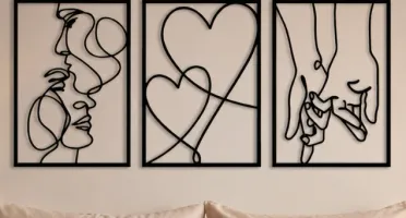 Kit 3 Quadros Casal Minimalista em MDF 40 x 28 cm