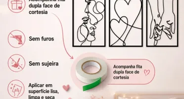 Kit 3 Quadros Casal Minimalista em MDF 40 x 28 cm